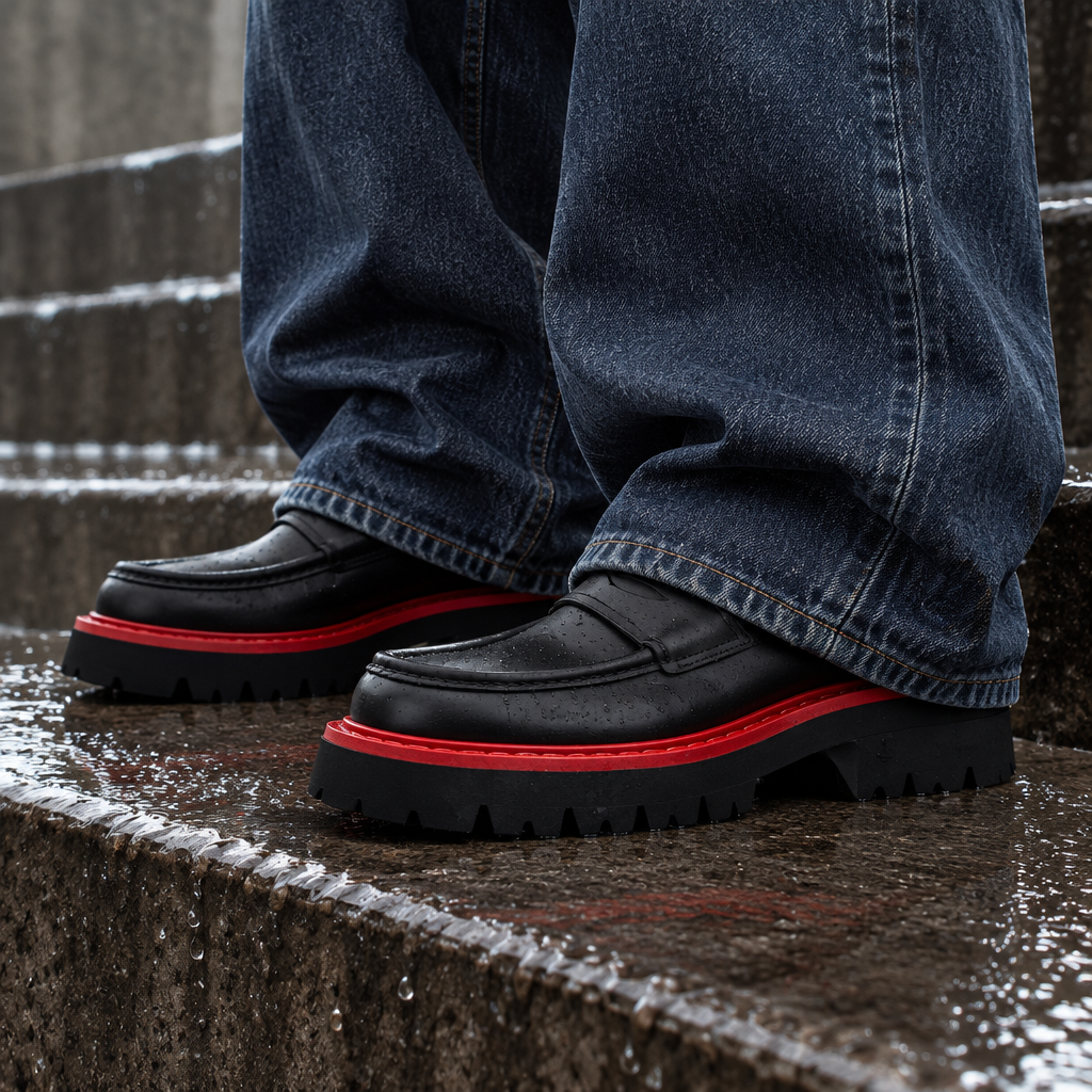 Thick-soled Slip-on Loafers Men Shoes Luxury Black Men Dress Shoes Brand Summer Comfortable Breathable Handmade Casual Men Shoes