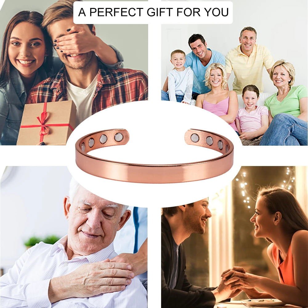 Pure Copper Bracelets for Women Arthritis Pain Relief Adjustable Magnetic Bangles Benefits Healing Energy Minimalist Jewelry
