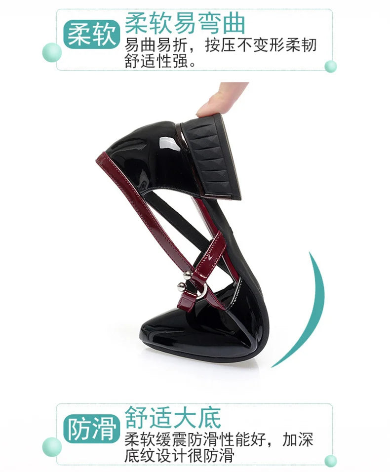 2024 Soft Leather Sandals Women Spring Summer Fashion Pointed Tip Single Shoes Low-Heel Hollow Buckle Ventilate Office Gentle