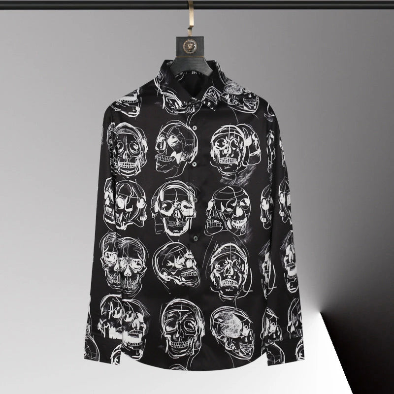 High-end men's shirt 3D printed pattern men's shirt long sleeve lapel fashion casual top Hawaiian shirt vacation large size 6xl