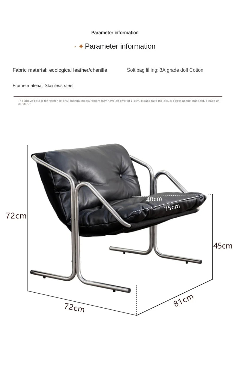 Italian Light Luxury Leather Soft Bag Dining Chair Stainless Steel Conference Room Chair Retro Business Negotiation Chair