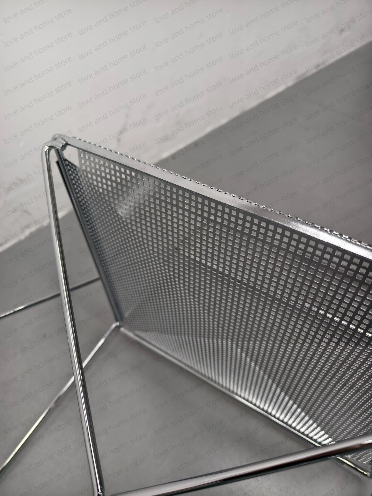 Nordic Stackable Dining Chair Chromed Stainless Steel Steelwire Wire Mesh Panel Minimalism Style Robust Construction Denmark