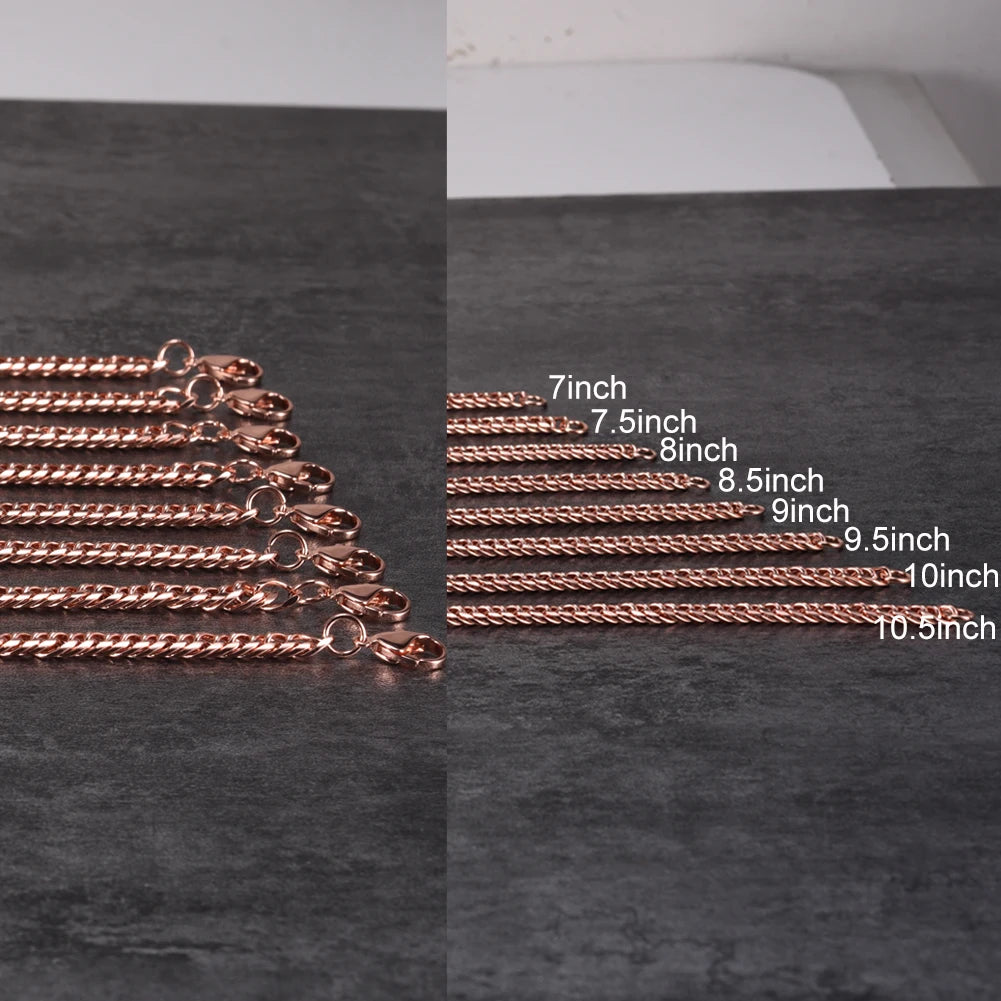 Pure Copper Bracelets for Men Women Adjustable Cuban Chain Link Lobster Clasp 6mm Wide Anti-scratch Male 7-10.5 Inch Jewelry
