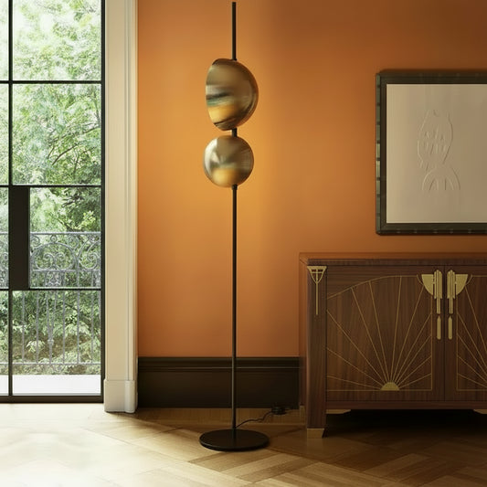 2head Led Floor Lamps Vintage Minimalist Black and Gold Light Double Lampshade Reading Bedside Sofa Side Lounge Standing Light