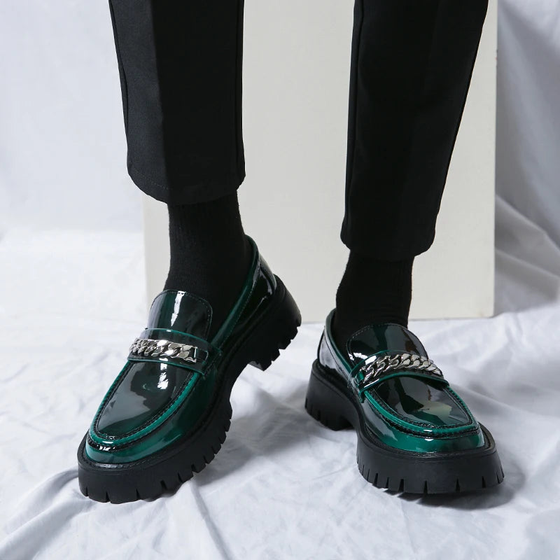Genuine Leather Shoe for Men Increase Breathabe Casual Leather Shoes Trend Green British Big Head Shoes Men Casual Leather Shoes