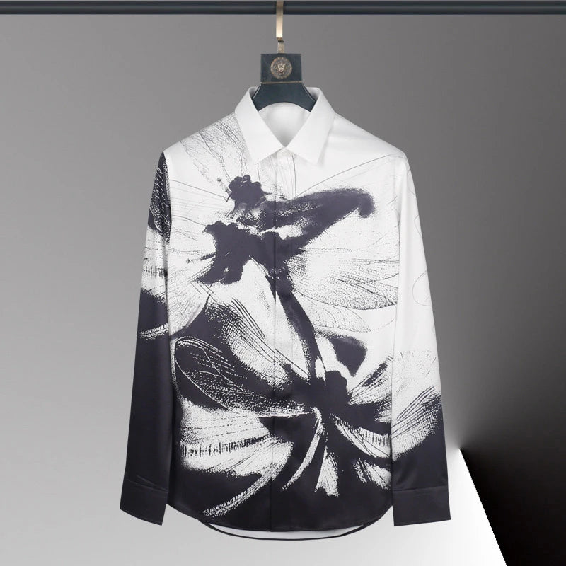 High-end men's shirt 3D printed pattern men's shirt long sleeve lapel fashion casual top Hawaiian shirt vacation large size 6xl