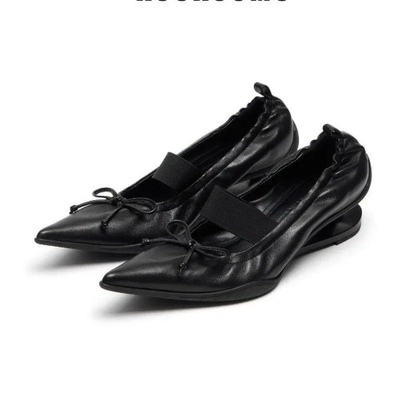 Retro Designer Mary Jane Shoes Women Strange Heel Bowknot Dress Shoes Female Ballet Style Fashion Brand High Heels Women Pumps
