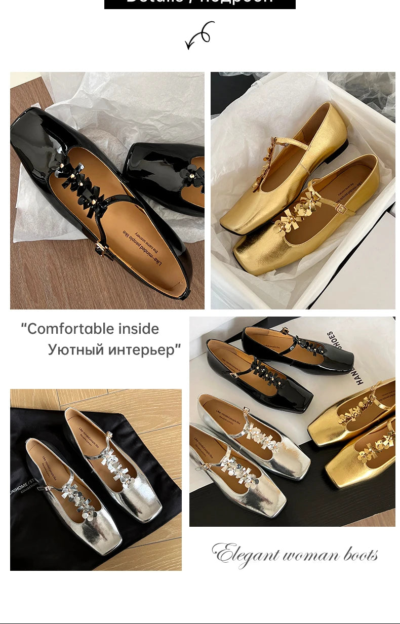Ods Lolita Shoes 3cm Heels Square Toe Lace-Up Classic Style Sandals Ladies Slip On Shallow Mouth 2025 Mary Jane 5cm Gold Retro