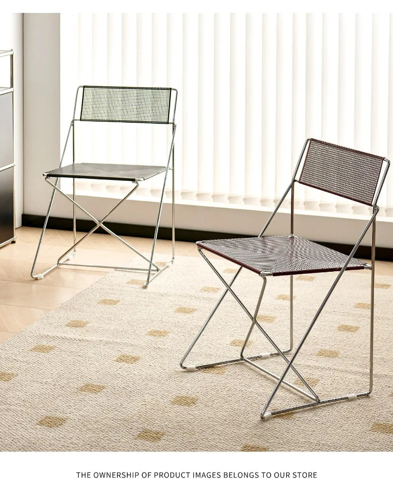 Korean Iron Dining Chair with Backrest Modern Minimalist Stackable Chair for Kitchen Designer Creative Metal Seat for Restaurant