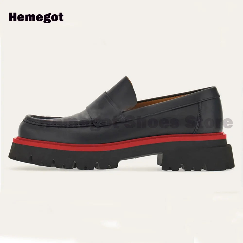 Thick-soled Slip-on Loafers Men Shoes Luxury Black Men Dress Shoes Brand Summer Comfortable Breathable Handmade Casual Men Shoes