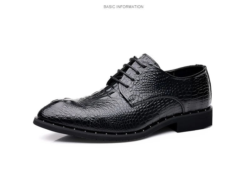 Genuine Leather Men Shoes Luxury Crocodile Skin Men's Dress Shoes Lace-Up Wedding Party Shoe Business Office Men Oxfords Shoes