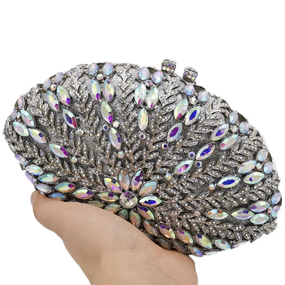Wedding Green/Blue Purse Crystal Bridal Clutches Bags Rhinestone Lady Diamond Party Handbags Prom Formal Purses Bag