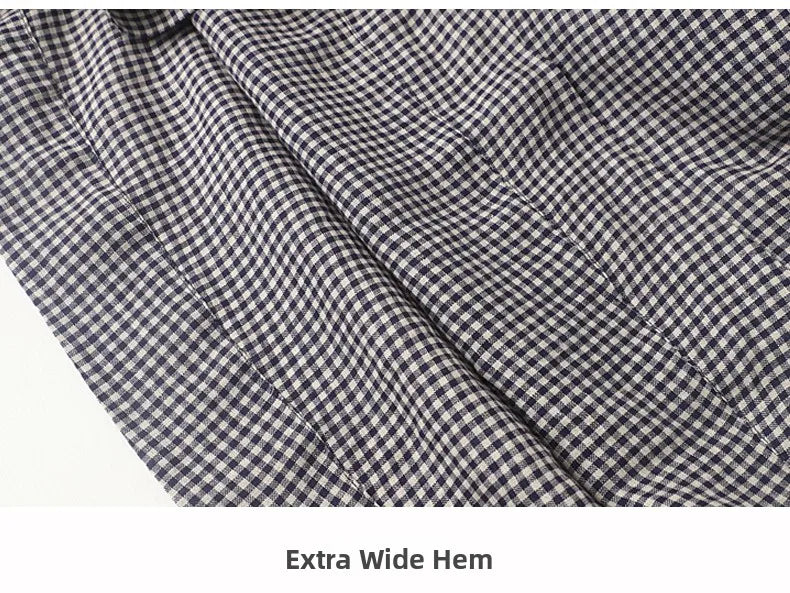 Summer New Women's Cotton Lin Loose Casual Dr High Waist A-Line Skirt Svel Vest Dr Cheered Pattern plus Size
