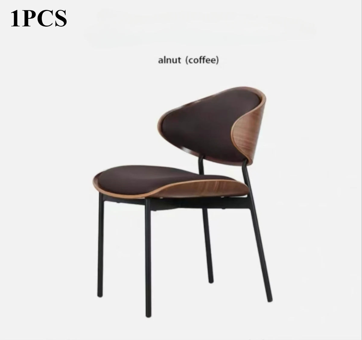 Leather Dining Chairs Set of 2 or1,Mid Century Modern Chair, Upholstered Kitchen Dining Room ChairsBlack WalnutBendwood.