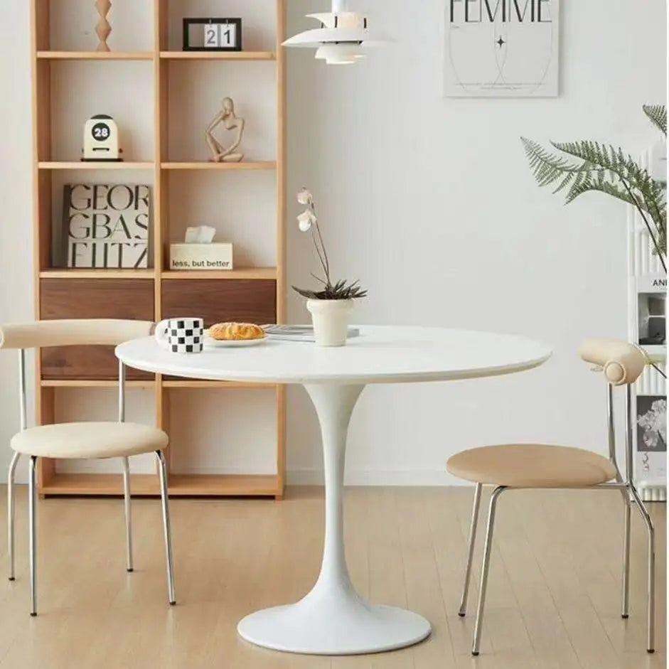 W*-Tulip Stone Dining Table for Restaurant Small Apartment-Modern Simple White Multi-functional Design Single Pedestal