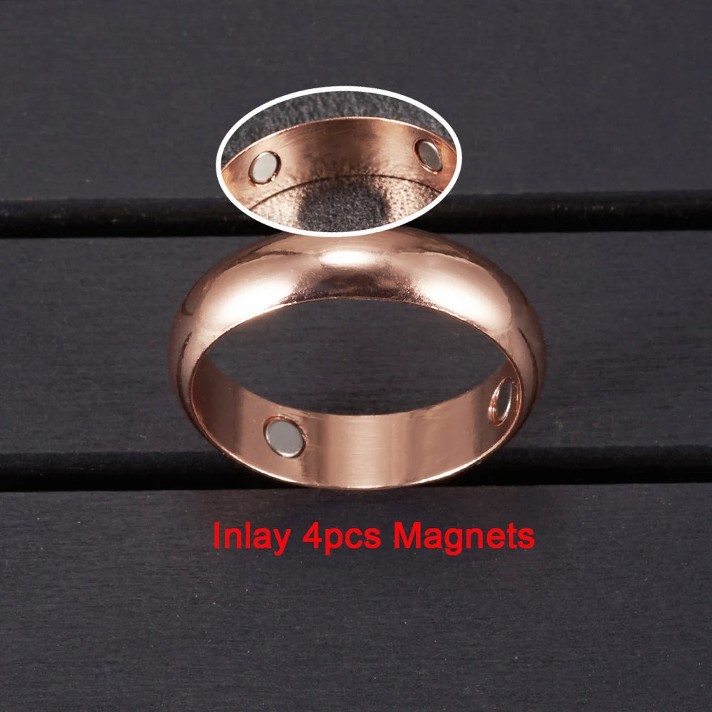 Vinterly Pure Copper Magnetic Rings for Women Men 6mm Health Energy Finger Open Cuff Adjustable Jewelry High Magnet Resizable