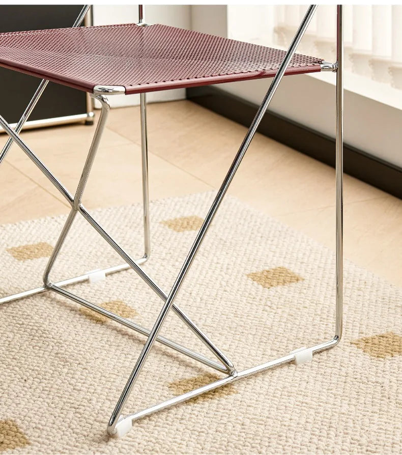 Korean Iron Dining Chair with Backrest Modern Minimalist Stackable Chair for Kitchen Designer Creative Metal Seat for Restaurant