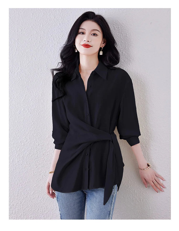 New Spring Women Blouses France style office ladies shirts solid color tops blusa mujer