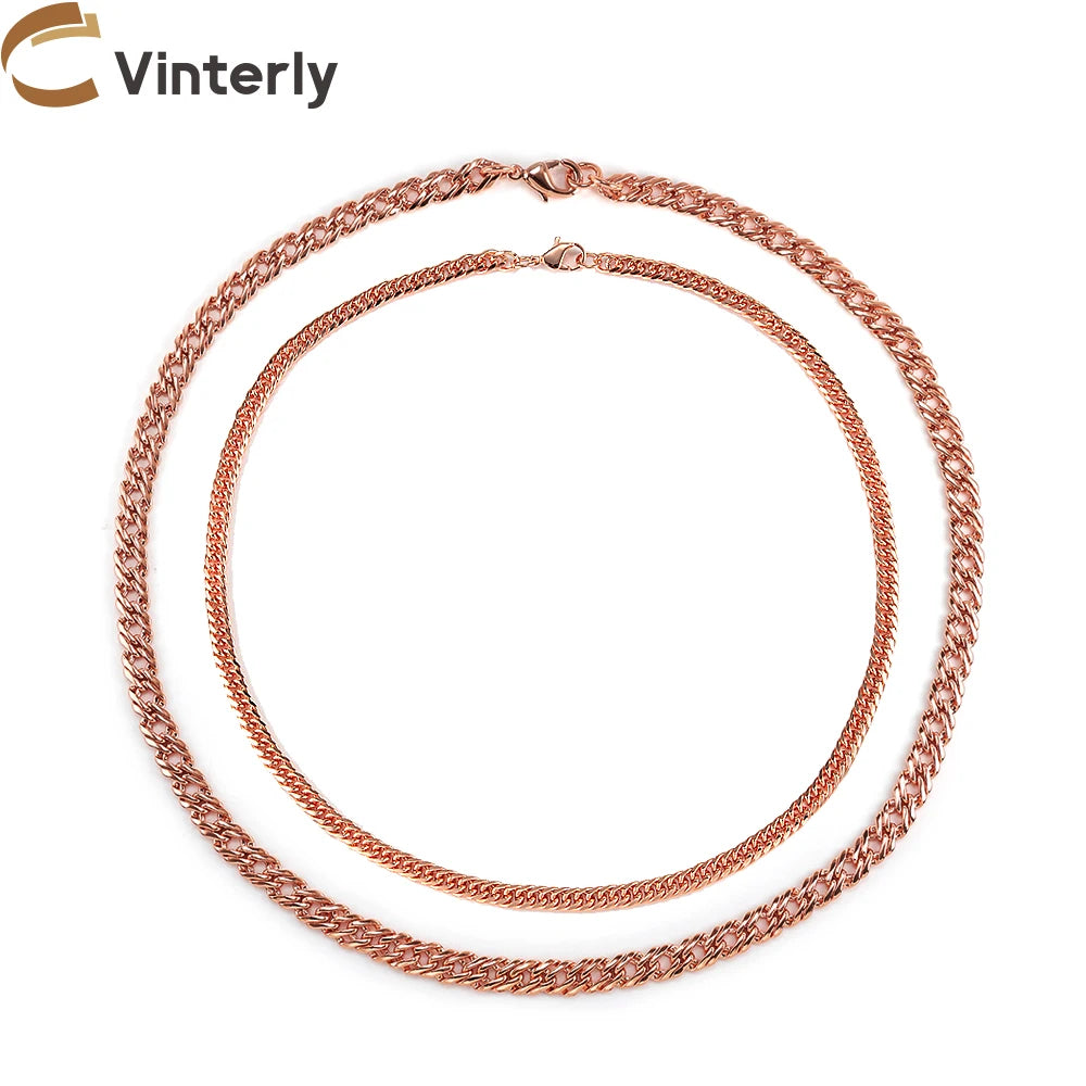 Vinterly Cuban Chain Long Necklace for Men Women Red Copper Adjustable 20/22 Inch Twisted Anti-scratch Jewelry Lobster Clasps