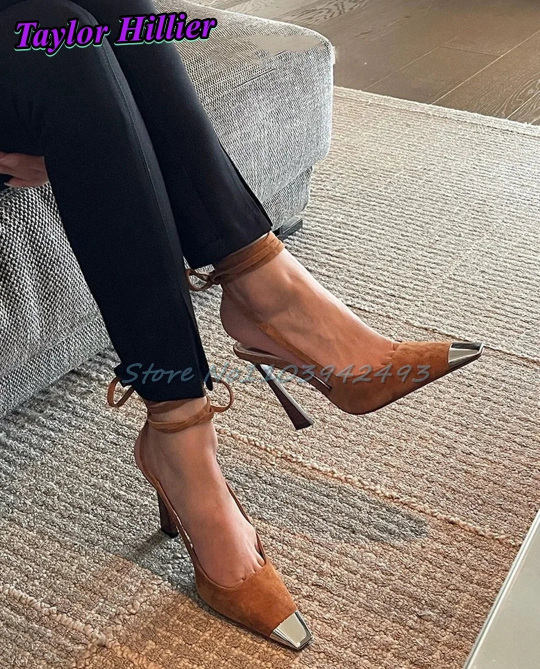 Silver Brown Heels Patchwork Sandals For Women Luxury Designer Shoes Summer Lace Up Sandalias De Mujer Dress Banquet Zapatos