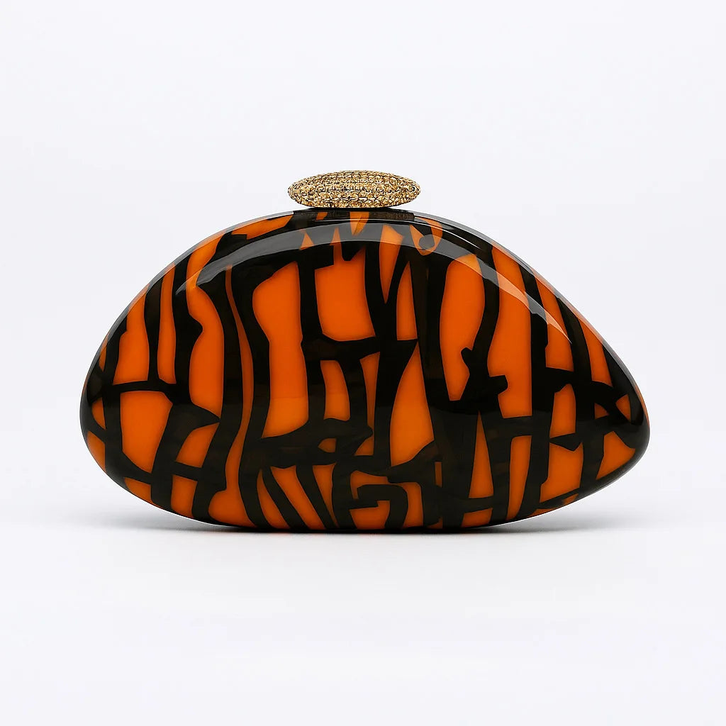 2026 creative bag design oblique span bag, willow shell acrylic bag, fashion wedding dinner clutch bag