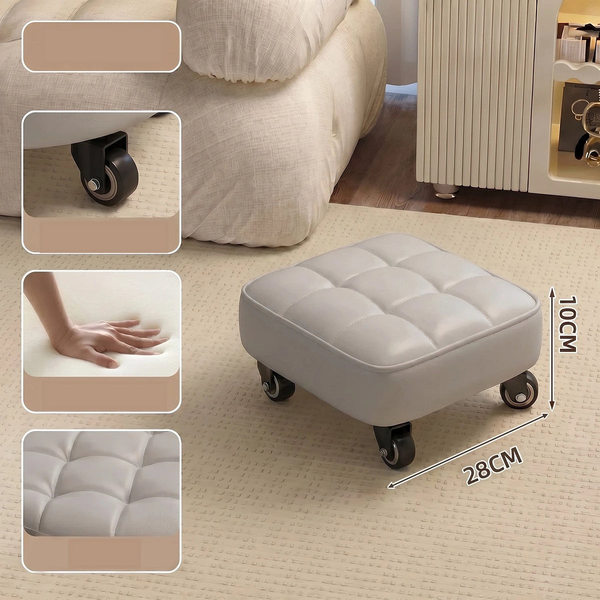 Household Wheeled Low Stools Floor-cleaning Chairs Wheeled Seam Sealing Stools Rotating Nail and Pedicure Round Stools