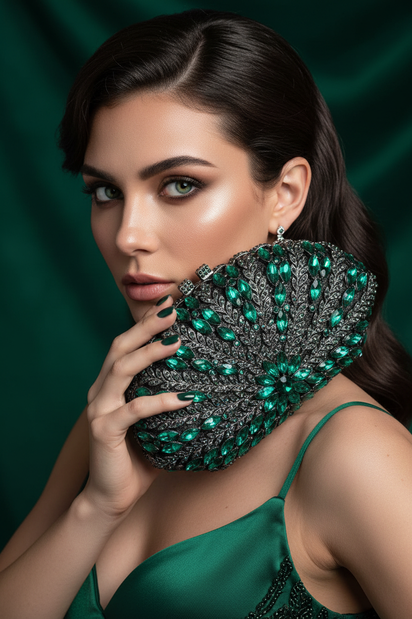 Wedding Green/Blue Purse Crystal Bridal Clutches Bags Rhinestone Lady Diamond Party Handbags Prom Formal Purses Bag