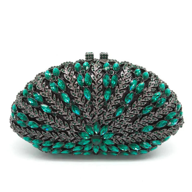 Wedding Green/Blue Purse Crystal Bridal Clutches Bags Rhinestone Lady Diamond Party Handbags Prom Formal Purses Bag