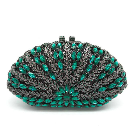 Wedding Green/Blue Purse Crystal Bridal Clutches Bags Rhinestone Lady Diamond Party Handbags Prom Formal Purses Bag