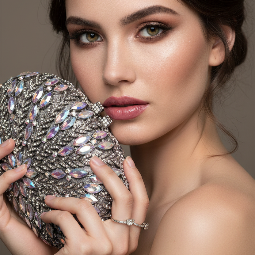 Wedding Green/Blue Purse Crystal Bridal Clutches Bags Rhinestone Lady Diamond Party Handbags Prom Formal Purses Bag