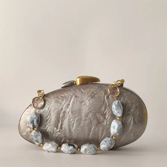 Marble Grey Candy Vintage Pearl Clutch Luxury Resort Evening Acrylic Clutches Wedding Prom Clutch Party Box Clutch Pro Handbags