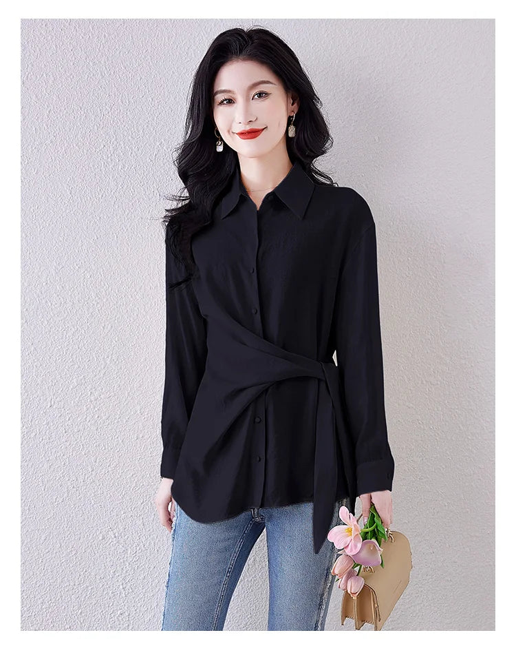 New Spring Women Blouses France style office ladies shirts solid color tops blusa mujer