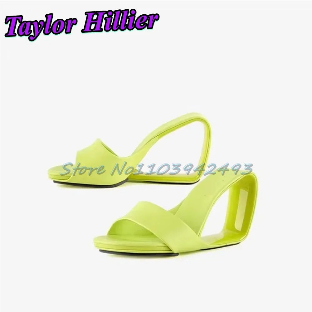 Candy Color Heeled Sandals Open Toe Heels Strange Style One Strap High Heel Women Luxury Designer Shoes Summer Patchwork Mules