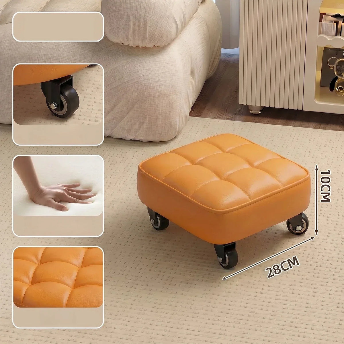 Household Wheeled Low Stools Floor-cleaning Chairs Wheeled Seam Sealing Stools Rotating Nail and Pedicure Round Stools