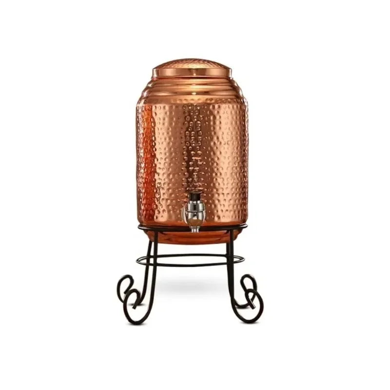 Ayurvedic. 100% copper water dispenser with base hammer design 5 liters