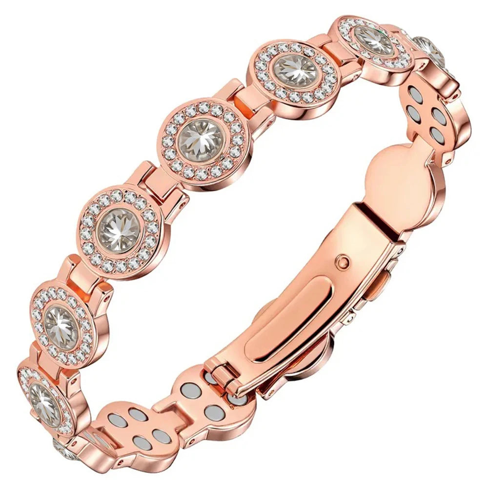 Women's Rose Flower Strong Magnetic Bracelet, High Gauss Adjustable Length, Valentine's Day/Birthday Jewelry Gift