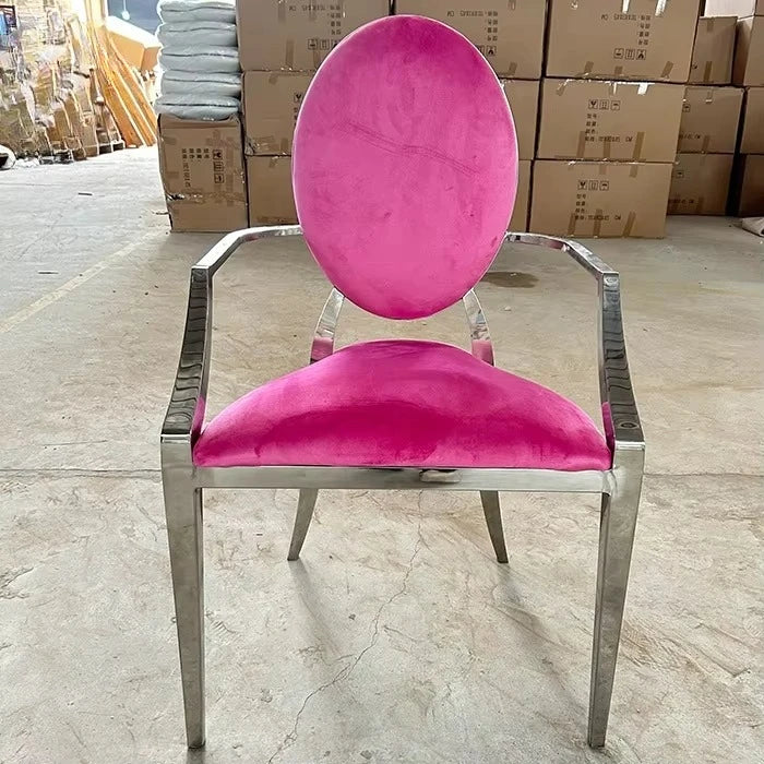 Fashion Design Armrest Gold Stainless Steel Dining Throne Chair for Wedding Bride and Groom