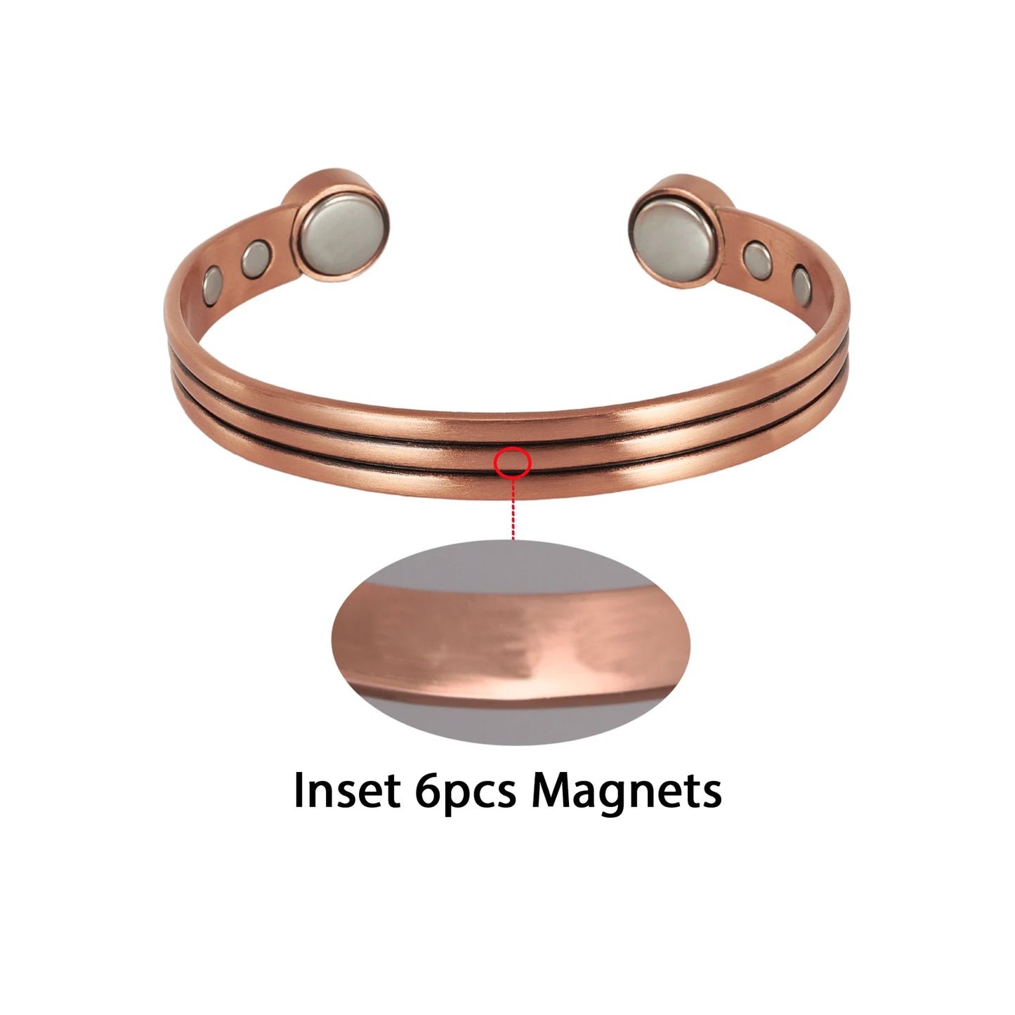 Vinterly Pure Copper Bracelet Men Women Adjustable Vintage Stripe Magnetic Bangle Arthritis Health High Magnet Jewelry Resizable