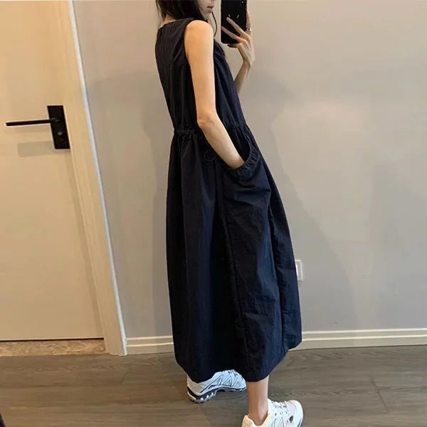 Casual Summer New Dstring Waist Thin Svel Vest Dr Women's  Design High-End Feeling Skirt Ci Walk Single Piece