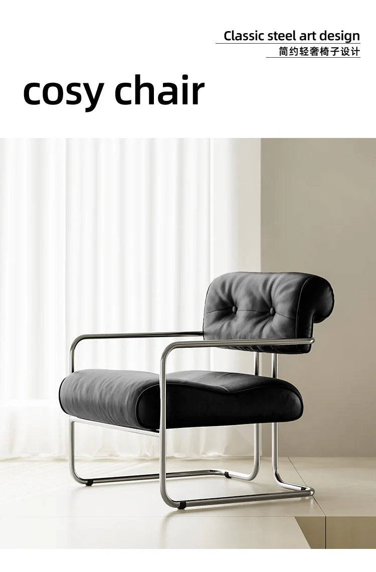 Single Chair Lounge Dining Chair Stainless Steel French Negotiation Balcony Lounge Chair