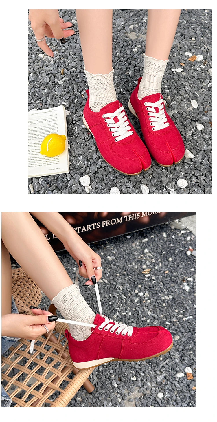 German Training Shoes Women's 2026 Summer Lace Up Forrest Gump Shoes Women's Split Toe Breathable Sports Shoes