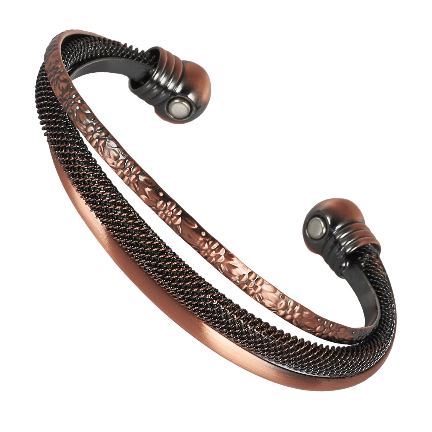 Vinterly Pure Copper Bracelets Magnetic Adjustable Open Cuff Vintage Flowers High Magnet Bangles Health Energy Jewelry Resizable