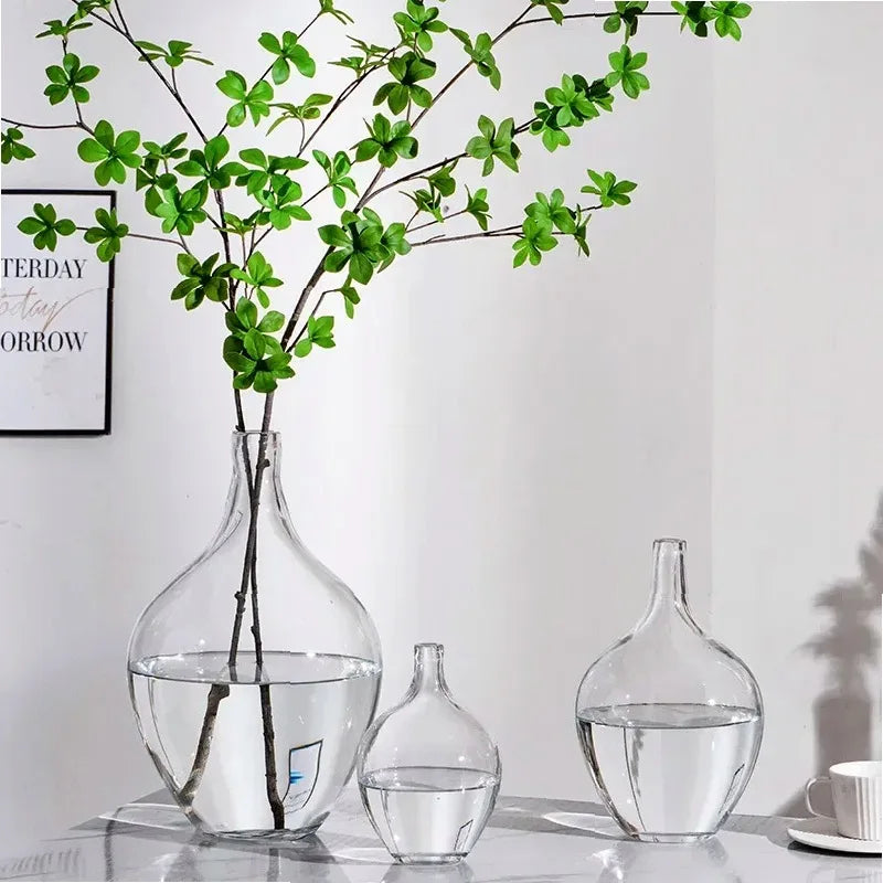 Japanese Style Big Belly Clear Glass Vase Living Room Decoration Simple Ins Home Room Decoration Wedding Decoration