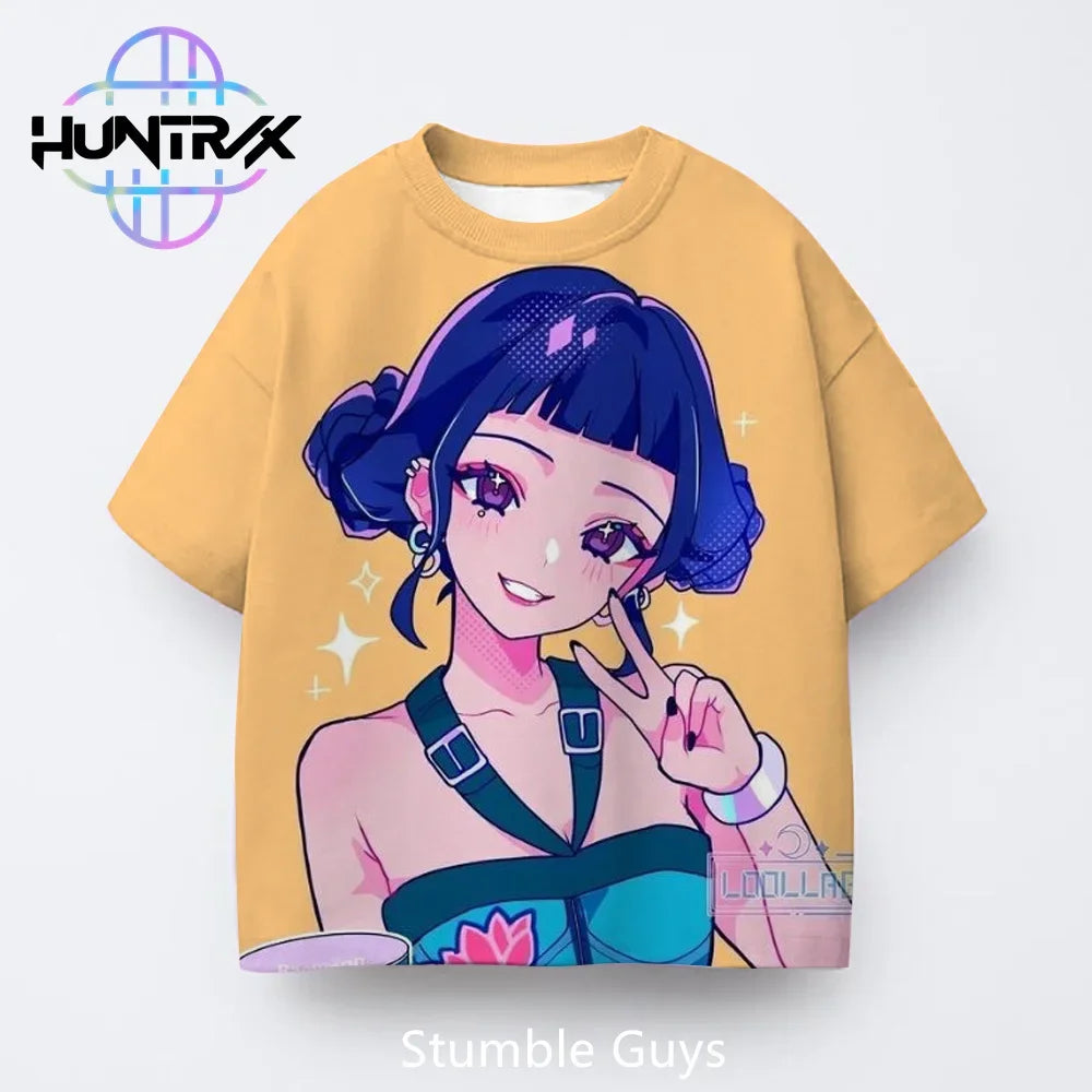 Summer Casual Fashion Kids Kpop Demon Hunters 3D Cartton Short Sleeve Boys Girls T-Shirt Anime Clothes
