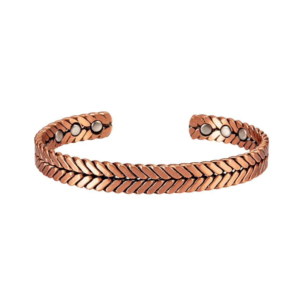 Vinterly Twisted Copper Magnetic Bracelets Arthritis Energy Rose Magnet Bangles Benefits Adjustable Open Cuff Jewelry for Women