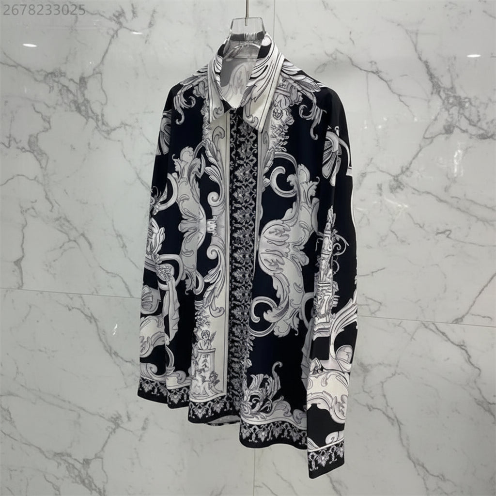 Luxury Men's classic long sleeve lapel shirt, high quality modern shirt, versatile men's top. Button cuffs. Loose, slim fit.