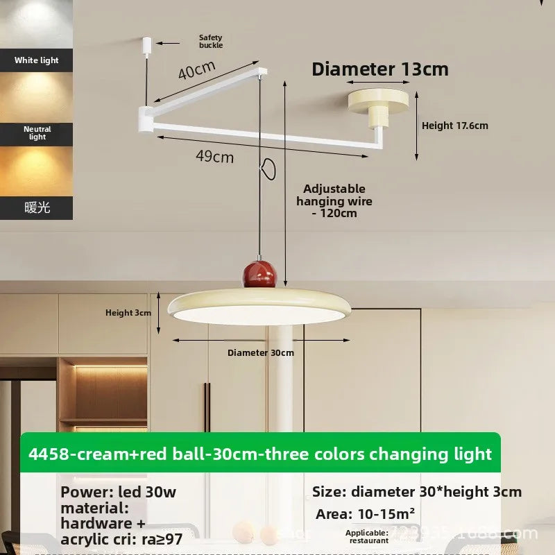 Movable Rocker Arm Restaurant Chandelier Modern Simple Table Light Advanced French Full Spectrum Eye Protection Light