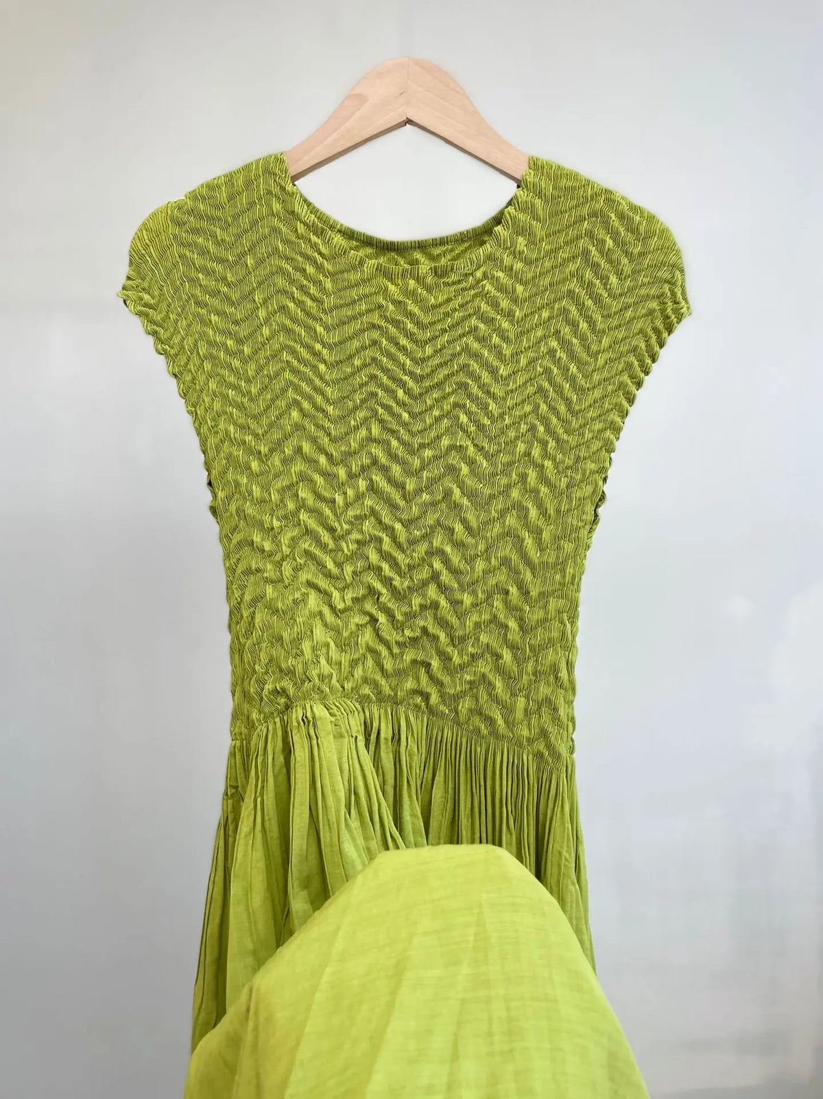 Summer Miyake Gradient Printing Pleated Slim Fit Round Neck Sleeveless Gradient Splice Dress