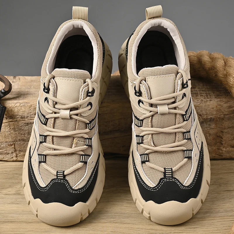 Fashionable Men Comfortable Lace Up Anti-collision Casual Sports Shoes Outdoor Men Breathable Anti Slip Soft Soled Hiking Shoes