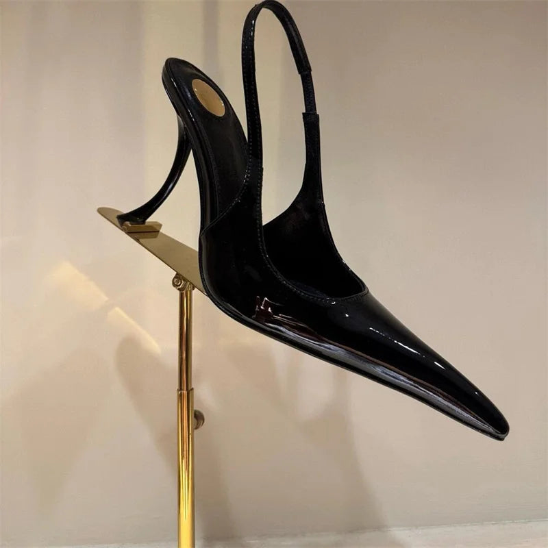 Hlieny Fashion Strange Style High Heels Sandals Sexy Pointed Toe Patent Leather Stiletto Shoes Women Pumps Zapatos De Mujer